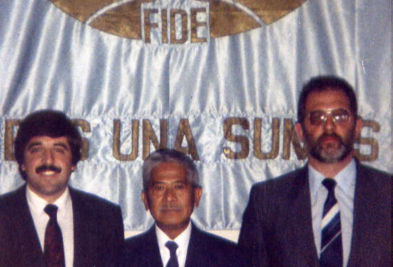 En la FIDE con el presidente Florencia Campomanes (Lucema, 1991).